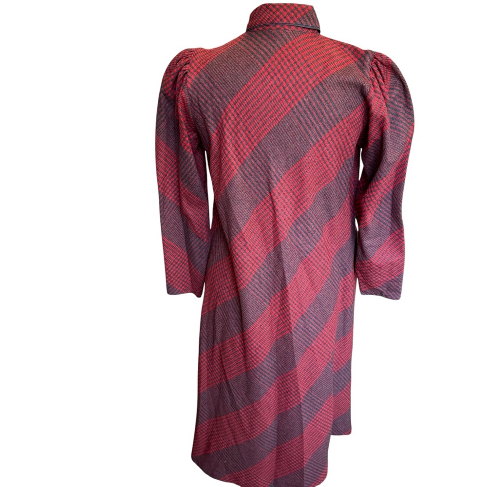 Vintage Gerard Darel Dress Red Gray Plaid Women’s Sz 38 ( US Sz 6) Long Sleeve - Picture 4 of 6